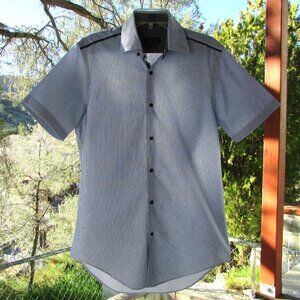 Zara Man blue white striped SLIM FIT button down shirt M